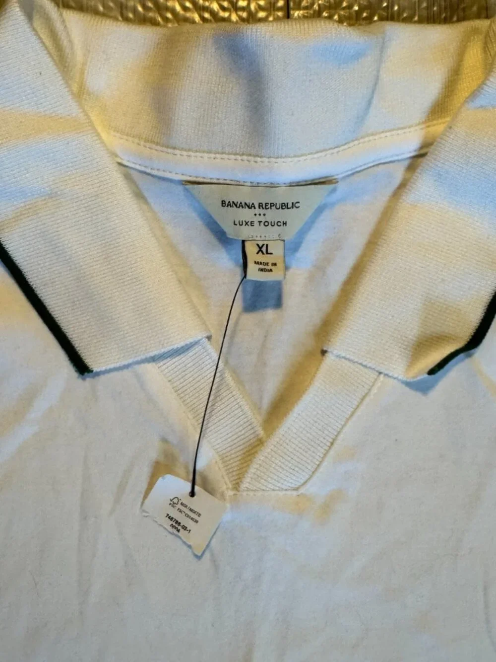 NWT Banana Republic Men's White Standard-Fit Luxe Touch Polo Shirt